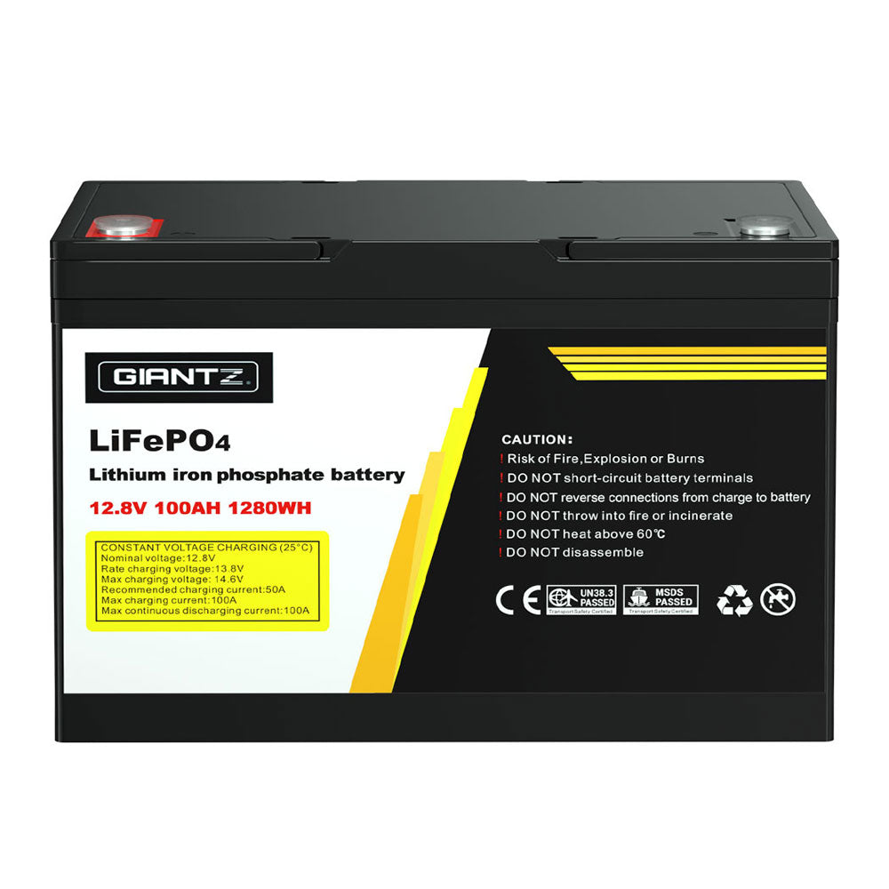 NNEDSZ 12V 100Ah Lithium Battery LiFePO4 Deep Cycle Box Solar Caravan Camping