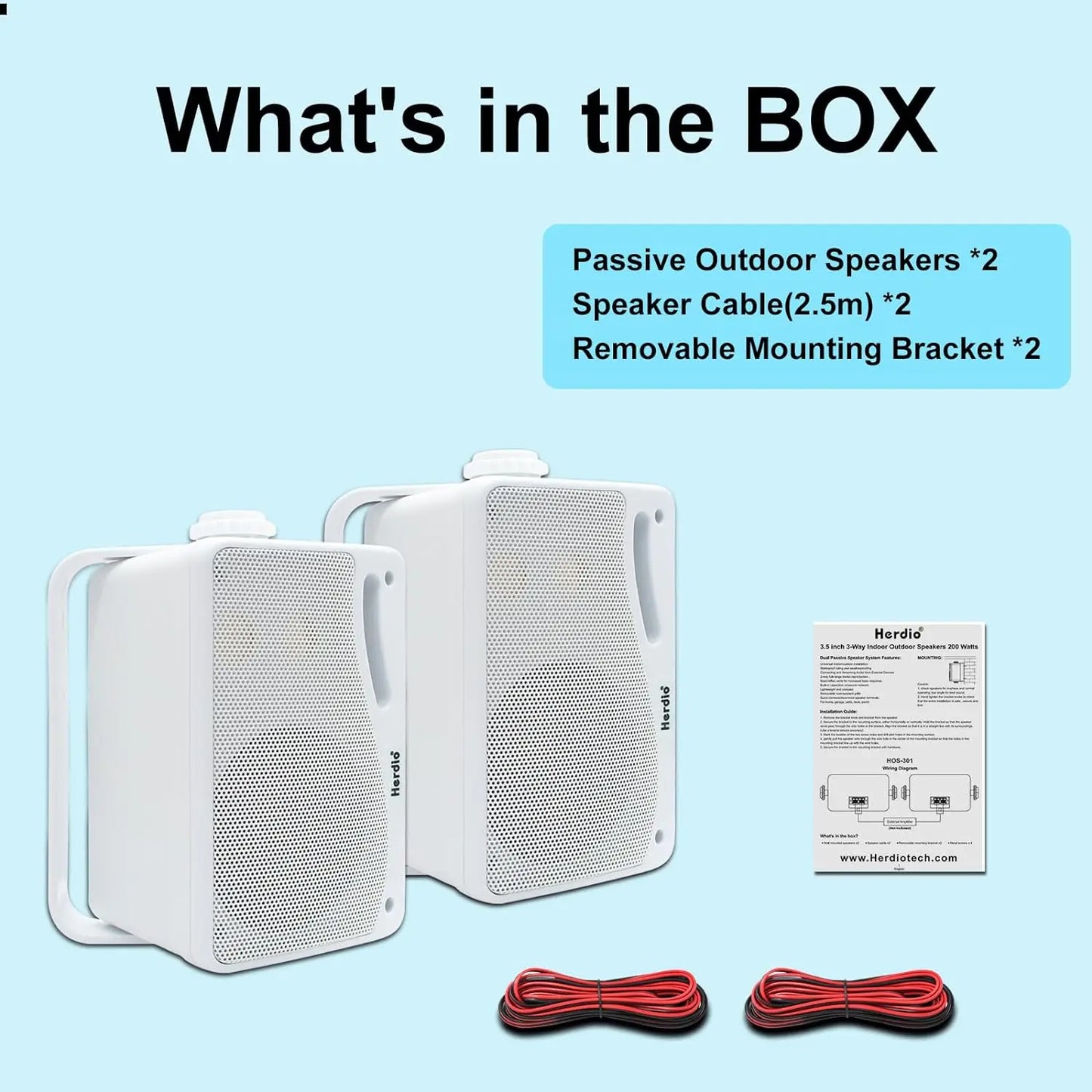 NNEOBA 200W Passive Outdoor Speakers Waterproof Marine (White)
