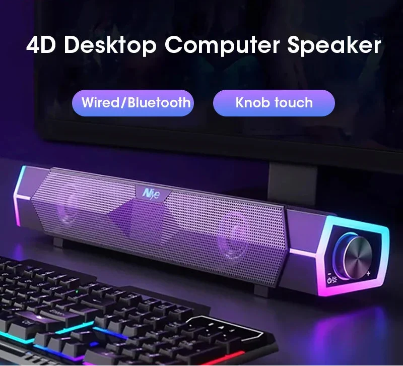 NNEOBA Computer Bluetooth RGB Light Speaker Black